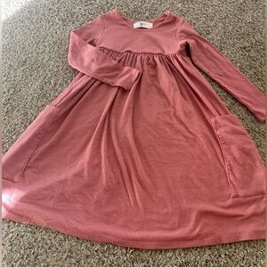 Remie girl long sleeve pink twirl dress ribbed size 7 Girls' Long Sleeve Dress